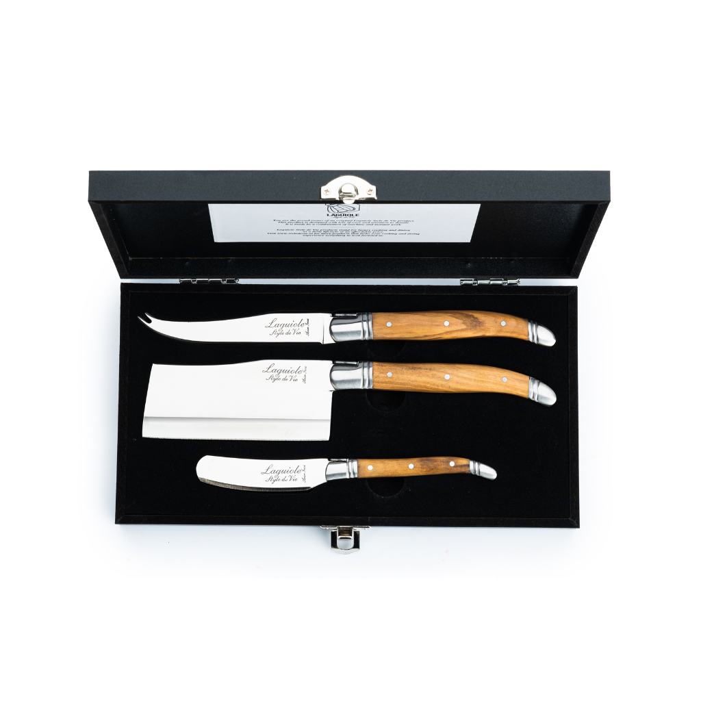 Laguiole Kaasmessen Olijfhout Luxury Line 3-delig Messen Laguiole