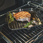 Staub Grillpan vierkant met schenktuit en siliconen handvat Pannen Staub