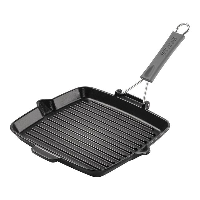 Staub Grillpan vierkant met schenktuit en siliconen handvat Pannen Staub