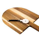 Pizzasnijder Zwart met plank Acaciahout. Messen Laguiole