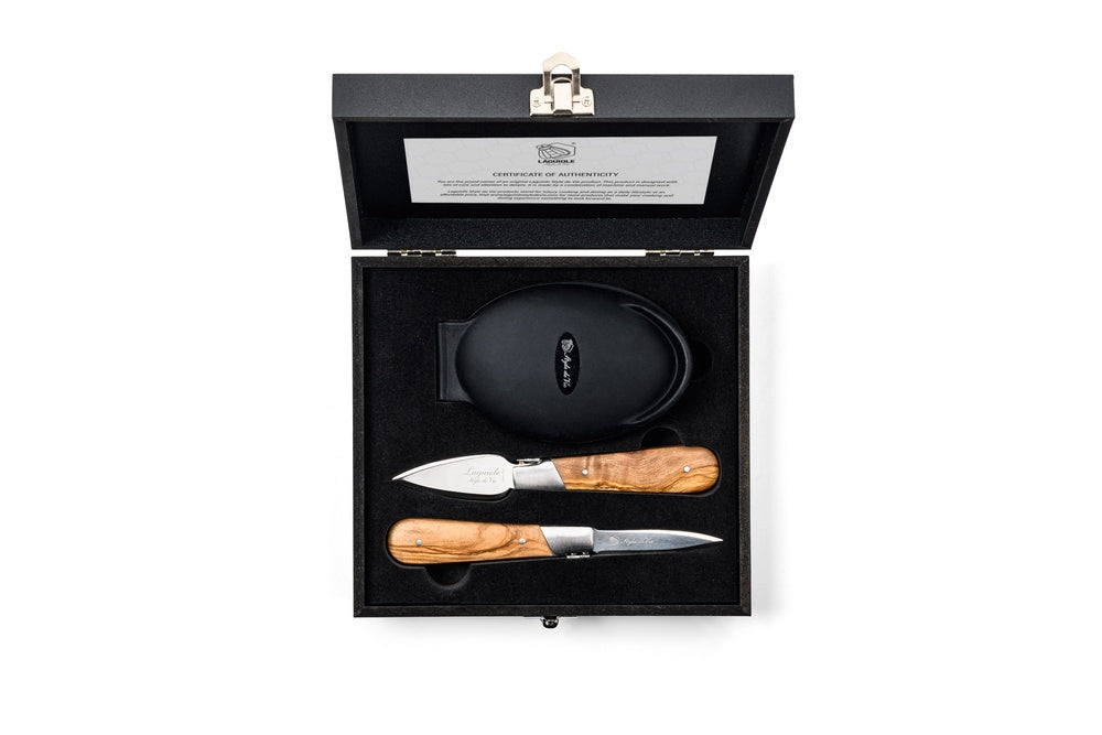 Oestermes Laguiole Style de Vie Luxury Line Olijfhout (3-Delig) Messen Laguiole